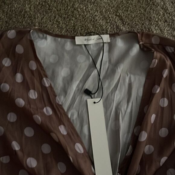 Mustard Seed brown romper with white polka dots - Picture 2 of 4